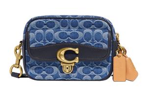 COACH Сумка через плечо джинсовая с кожаными вставками среднего размера