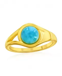 Кольцо из стерлингового серебра, круглое с ларимаром, позолоченное Caribbean Treasures, larimar