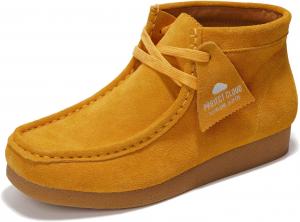 Женские ботильоны Project Cloud из 100% натуральной кожи - легкие и нескользящие женские туфли - стелька с эффектом памяти, чизмовые ботинки - водоотталкивающая модная обувь для женщин 2025 (ботинок Wally), Mustard