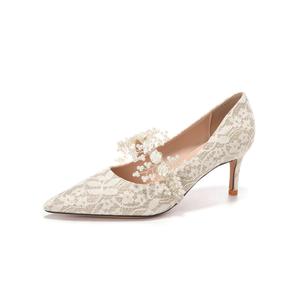 QITUMAUL Тонкие каблуки женские на высоком каблуке 6,5–9,5 см шампань, цвет Champagne[Heel Height 6.5cm]