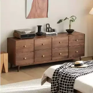 Yu Senyi Комод 210х45х78 см для спальни из массива североамериканского ореха, настенный, 8 ящиков