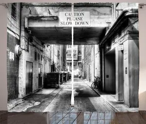 Штора ABAKUHAUS Рустик Таун, район Старого Модного Города, присборенная тесьма для спальни с петлями и крючками, 280 x 225 см, белая с черным Abakuhaus