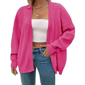 Женский кардиган плюс сайз с открытой передней частью, вязаный, с длинными рукавами, объемный Maxxis Merch, Rose Red