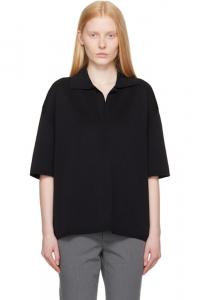Черная футболка-поло с коротким рукавом AMI Paris