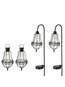 Marelida Набор из 4 светодиодных солнечных светильников, фонарей и садовых колышков черного цвета