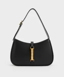 Сумка через плечо Cesia с металлическим акцентом Charles & Keith, цвет Black