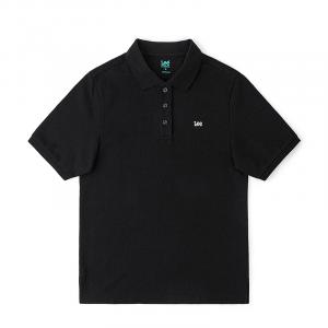 Lee Футболка-поло женская, черная, с воротником-поло, умеренно прямого кроя