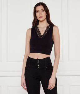 Майка-топ женский Guess Jeans укороченный с кружевом, черный
