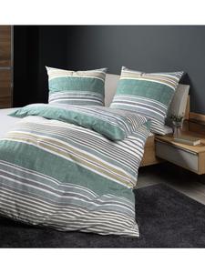 Janine Изящное фланелевое хлопковое постельное белье Davos зеленого цвета