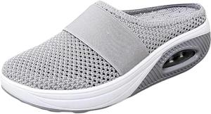 Женские сандалии-мюли с амортизирующей подошвой, легкие кроссовки без задника для ходьбы, летние дышащие тапочки с поддержкой свода стопы, ортопедические диабетические туфли, повседневные легкие закрытые тапочки KAJXZ, Grey