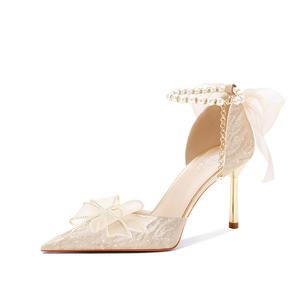 Женские туфли на высоком каблуке A poinsettia princess, Champagne 6Cm