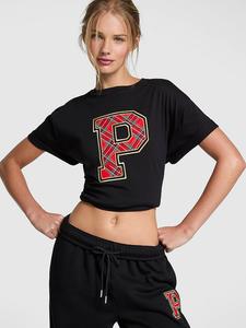 Хлопковая футболка кампуса Pink, pure black santas fav