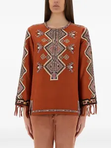 Топ с вышитой бахромой Zelda ISABEL MARANT, коричневый