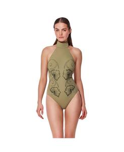 Женский купальник-слип с высоким воротником в стиле Хоккайдо Gottex, Light-olive