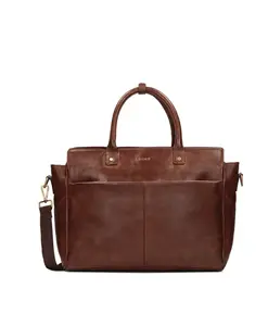 Элегантная мужская кожаная сумка делового стиля. Kazar, коричневый