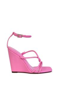 Босоножки на танкетке с квадратным носком 'Danica' с ремешком на щиколотке XY London, розовый