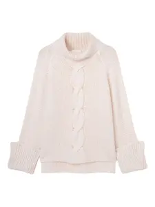 Свитер фактурной вязки с высоким воротником Fedeli, розовый