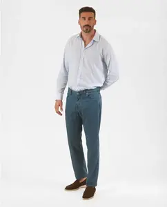 Мужские брюки прямого кроя с пятью карманами синего цвета Wickett Jones, синий