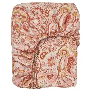 Простыня на резинке Rodgersia Ikea, 80х200 см, розовый/белый