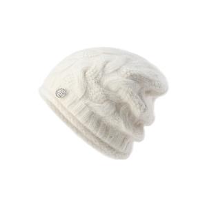 Шапка-бини из кроличьего меха и шерсти для женщин ELLE, pearl белый