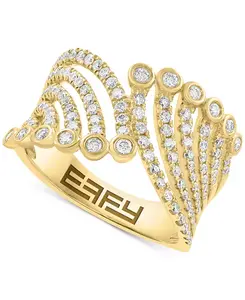 Кольцо Effy с изогнутыми многорядными бриллиантами (3/4 карата) из 14-каратного золота Effy Collection, gold
