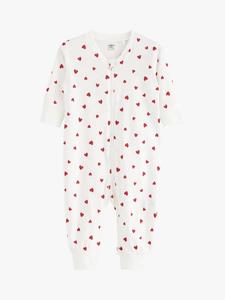 Детский комбинезон с принтом в виде сердечек Lindex, Light Dusty White