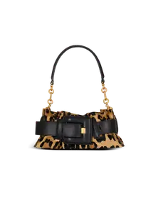 Мини-сумка Anthem из материала под пони с леопардовым принтом Balmain, коричневый