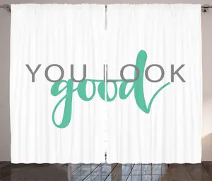 Штора ABAKUHAUS в деревенском стиле с пословицей, каллиграфическим рисунком, универсальная тесьма для гостиной с петлями и крючками, 280 x 225 см, цвет трилистник зеленый серый Abakuhaus