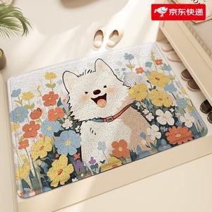 Dajiang Ковер 80х120 см для прихожей, устойчивый к загрязнениям и износу, с дизайном "Счастливая собака"