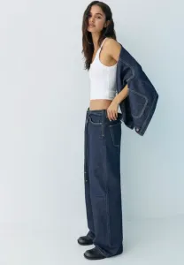 Свободные джинсы на шнуровке Pull&Bear, Dark-Blue Denim