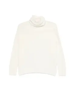 Белый свитер водолазки крупной вязки Kujten, белый