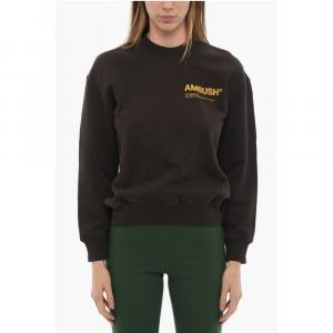 Свитшот из начесаного хлопка с круглым вырезом и напечатанным логотипом Ambush, Brown