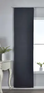 Панельная штора с карнизом, 245 x 60 см (В x Ш), темно-серая, 100% затемнение, "Munich Dark", карниз, льняное переплетение, 202410P Astek