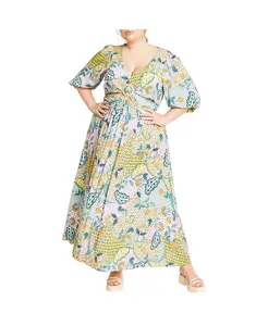 Платье макси с принтом Daydream больших размеров CITY CHIC, синий