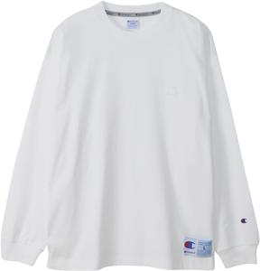 Мужская футболка с длинным рукавом Champion, круглый вырез, 100% хлопок, свободный крой, вышивка одного логотипа, спортивный стиль, C3-V414, белый