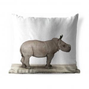 Уличная подушка MuchoWow - Носорог - Животные - Мальчики - Девочки - 40x40 см - Устойчивость к атмосферным воздействиям - Подушка для отдыха - Чехол на подушку - Хлопчатобумажная ткань - Декоративные наволочки, мультиколор