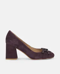 Женские туфли на каблуке с украшением на ремешке, закругленным носком и без застежки Alma en Pena, бордовый