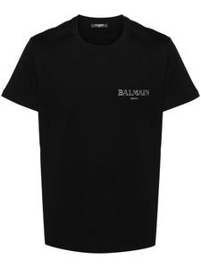 Balmain футболка из хлопка с аппликацией логотипа, черный