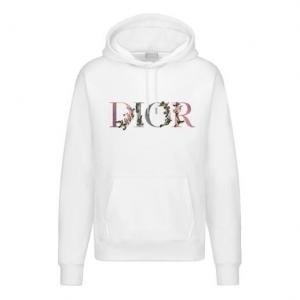Толстовка flowers floral logo embroidered printed loose hooded sweatshirt for men black Dior, белый
