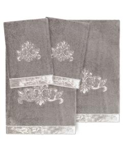 Набор из 4 банных полотенец из турецкого хлопка с вышивкой Linum Home, цвет charcoal