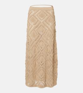 Юбка макси из кружева, связанная крючком Xu Zhi, песочный