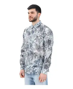Рубашка с длинными рукавами и тропическим принтом Just Cavalli, мультиколор