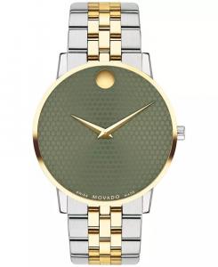 Мужские часы Swiss Museum Classic с золотым браслетом из нержавеющей стали с PVD-покрытием, 40 мм Movado, зеленый