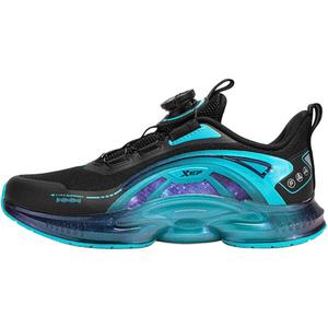 XTEP Детские повседневные кроссовки Low Top с амортизацией, дышащие и устойчивые к истиранию, черно-синие