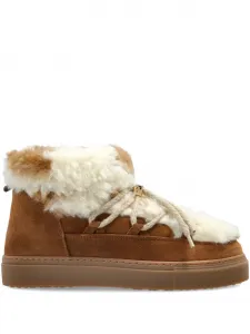 Кроссовки на шнуровке с мехом Inuikii, коричневый