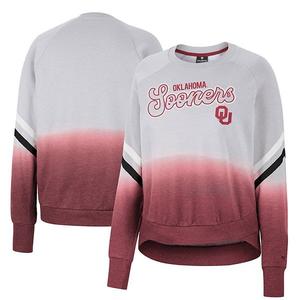 Свитшот Women's gray oklahoma sooners cue cards dip-dye raglan Colosseum