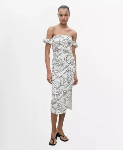 Женское платье без бретелек с цветочным принтом MANGO, коричневый/бежевый