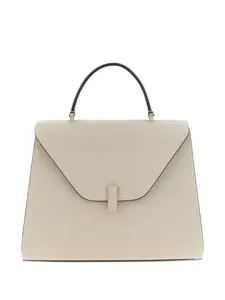 Большая кожаная сумка-тоут Iside с клапаном Valextra, нейтральный