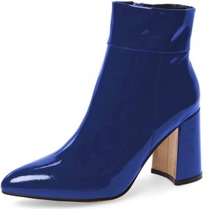 Женские ботильоны FSJ с остроконечным носком на высоком каблуке, глянцевая лакированная кожа, для вечеринок, размеры 4-15 США, Royal Blue