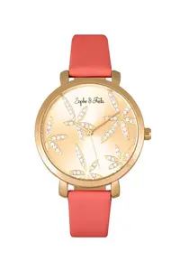 Часы Key West с кожаным ремешком и кристаллами Swarovski Sophie and Freda, розовый
